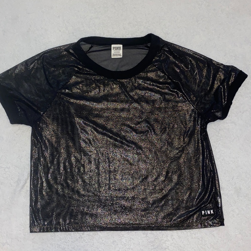 Brand: Pink, size: Large, black mesh with gold